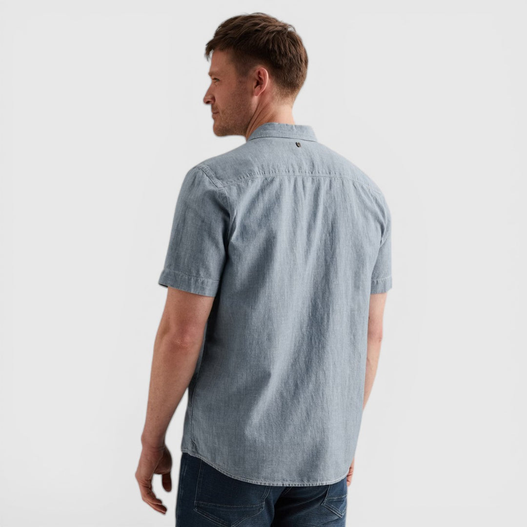 PSIS2603271-CMI PME Legend Overhemd Katoen Linnen Chambray Chambray Mid Indigo