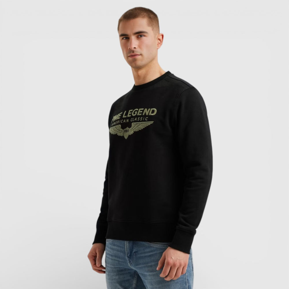 PSW0000440-999 PME Legend Crewneck Logo Soft Terry Black / Zwart