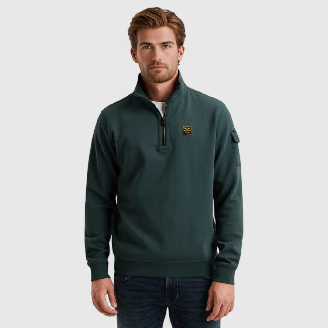 PSW2508423-5125 PME Legend Sweater Half Zip Collar Interlock Jersey Stargazer / Blauw