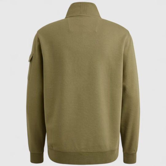 PSW2508423-6379 PME Legend Sweater Half Zip Collar Interlock Jersey Oil Green / Groen