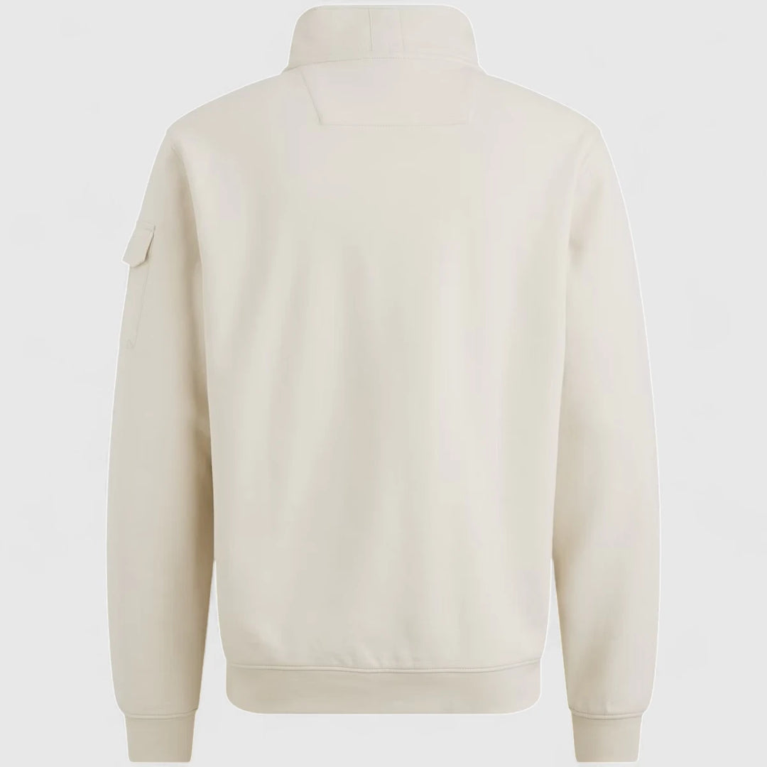 PSW2508423-7013 PME Legend Sweater Half Zip Collar Interlock Jersey Bone White