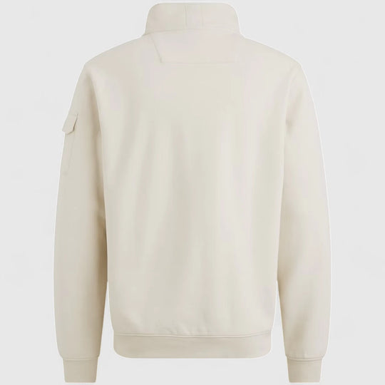 PSW2508423-7013 PME Legend Sweater Half Zip Collar Interlock Jersey Bone White