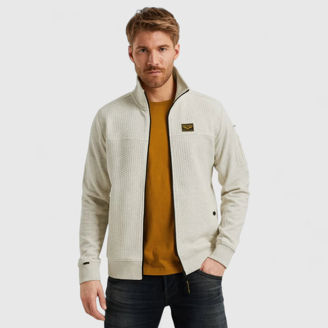 PSW2508436-910 PME Legend Zip Jacket Jacquard Interlock Sweat Bone White Melee