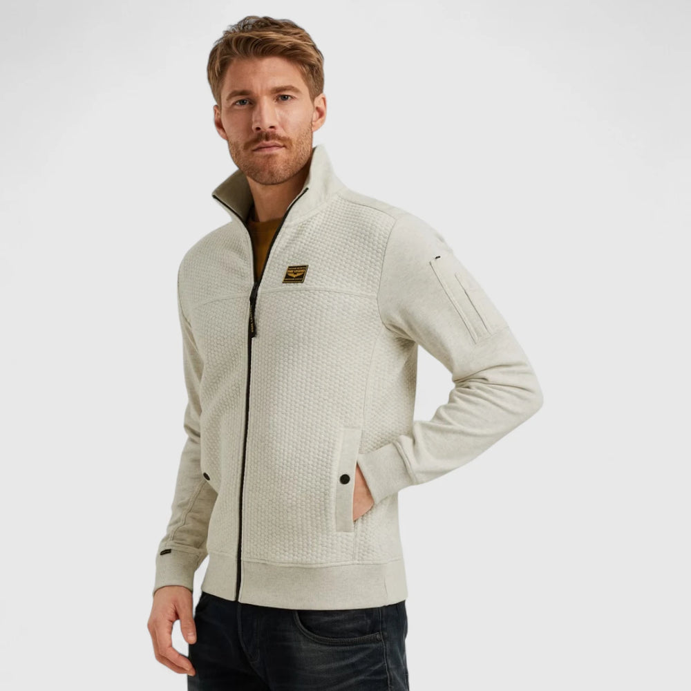 PSW2508436-910 PME Legend Zip Jacket Jacquard Interlock Sweat Bone White Melee