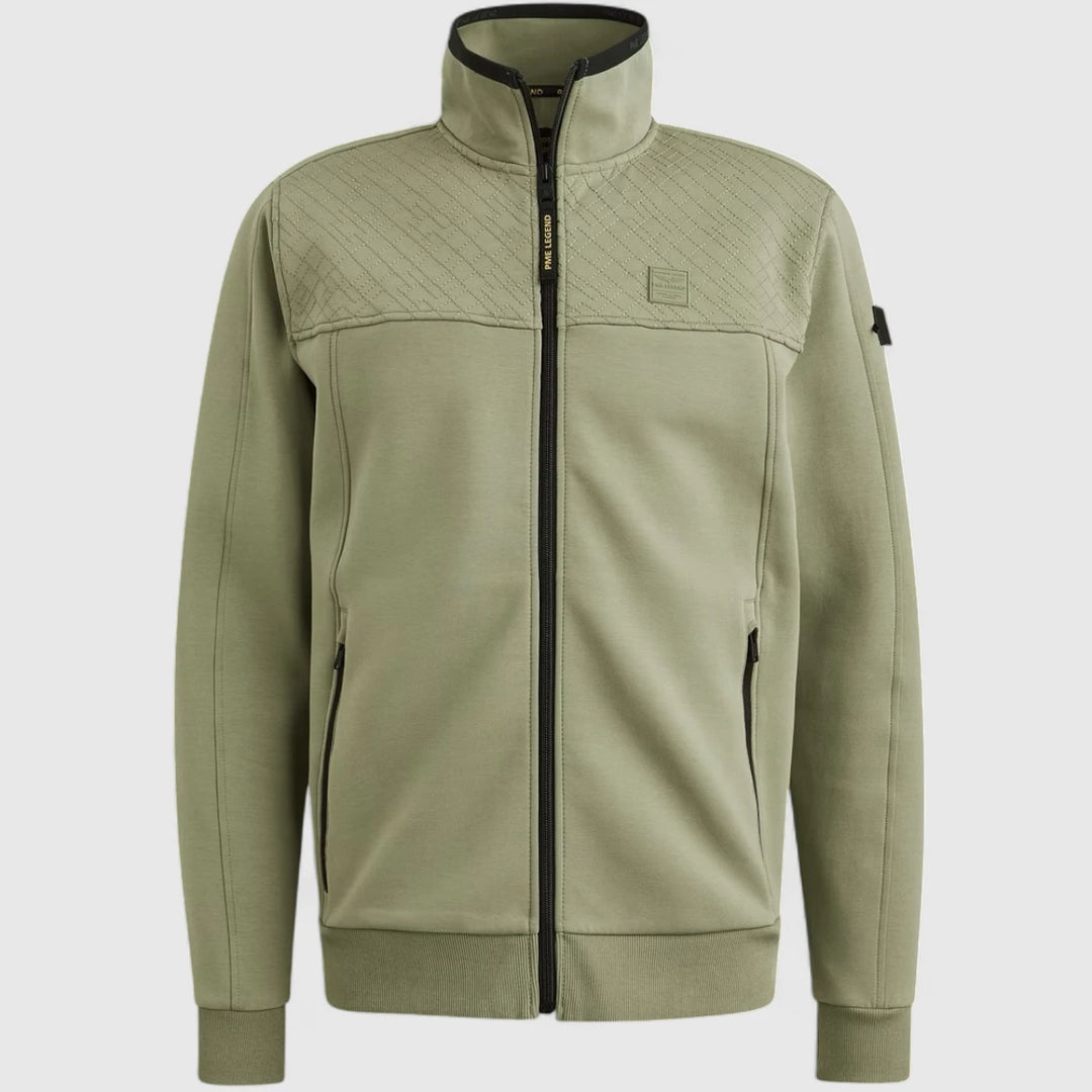 PSW2508437-6379 PME Legend Sweater Zip Jacket Interlock Oil Green / Groen