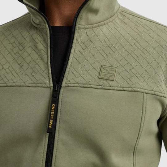 PSW2508437-6379 PME Legend Sweater Zip Jacket Interlock Oil Green / Groen