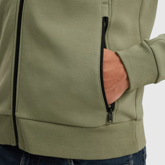 PSW2508437-6379 PME Legend Sweater Zip Jacket Interlock Oil Green / Groen