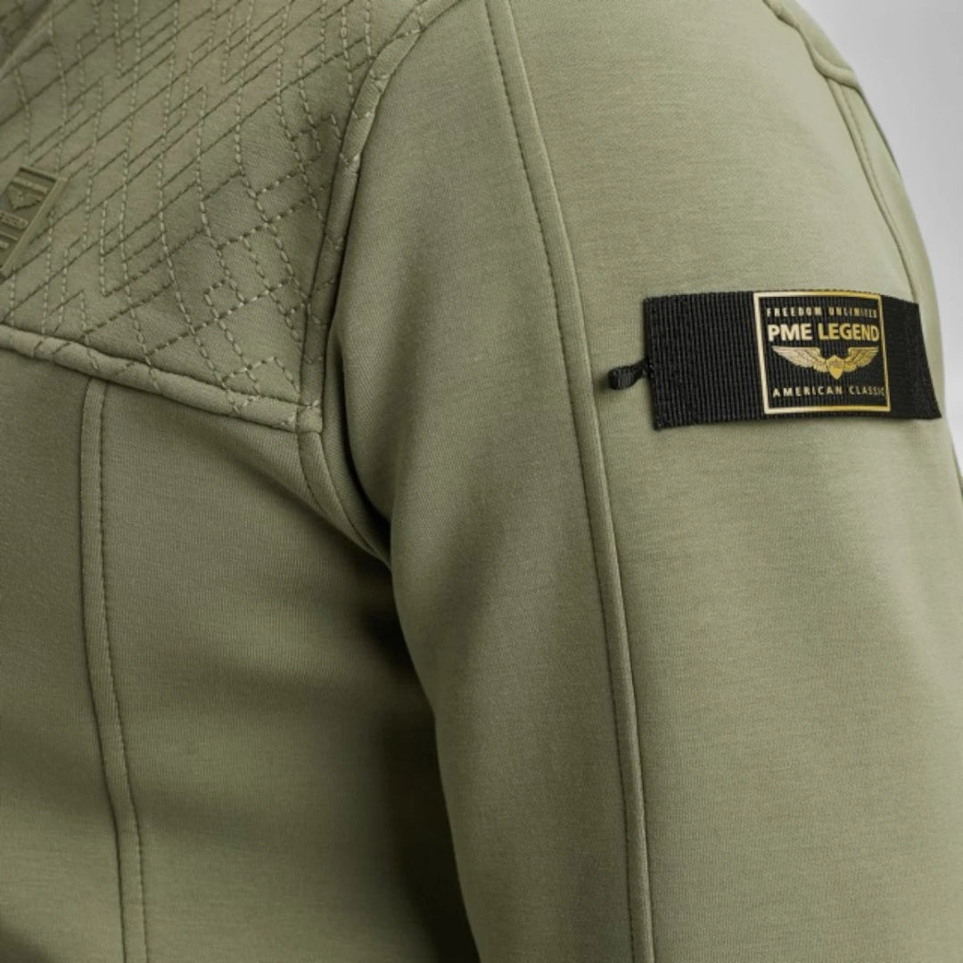 PSW2508437-6379 PME Legend Sweater Zip Jacket Interlock Oil Green / Groen