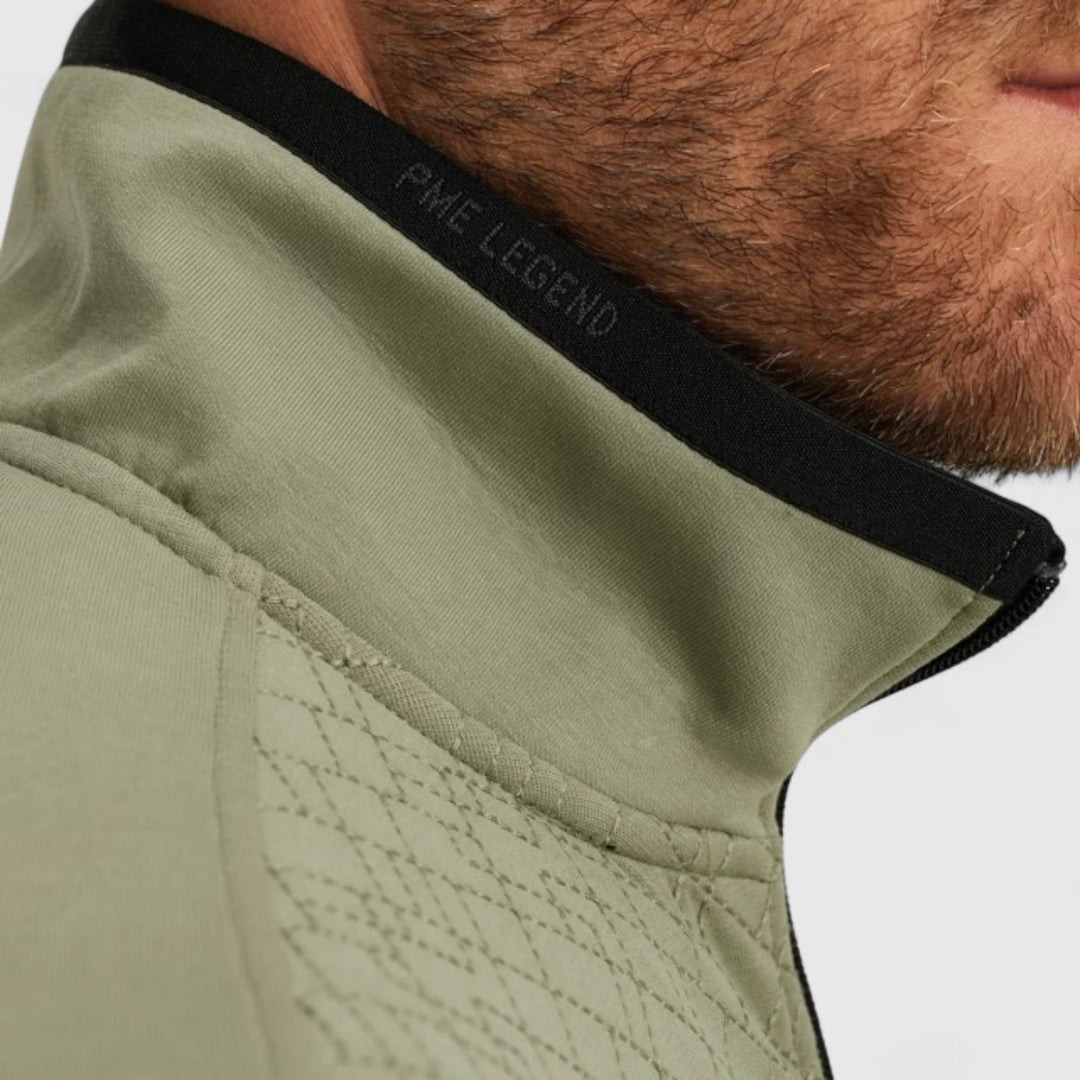 PSW2508437-6379 PME Legend Sweater Zip Jacket Interlock Oil Green / Groen