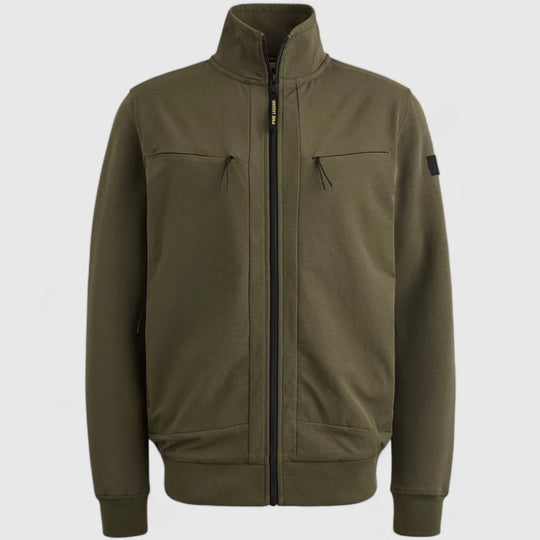 PSW2508438-6416 PME Legend Sweater Zip Jacket Jacquard Interlock Olive Night / Groen