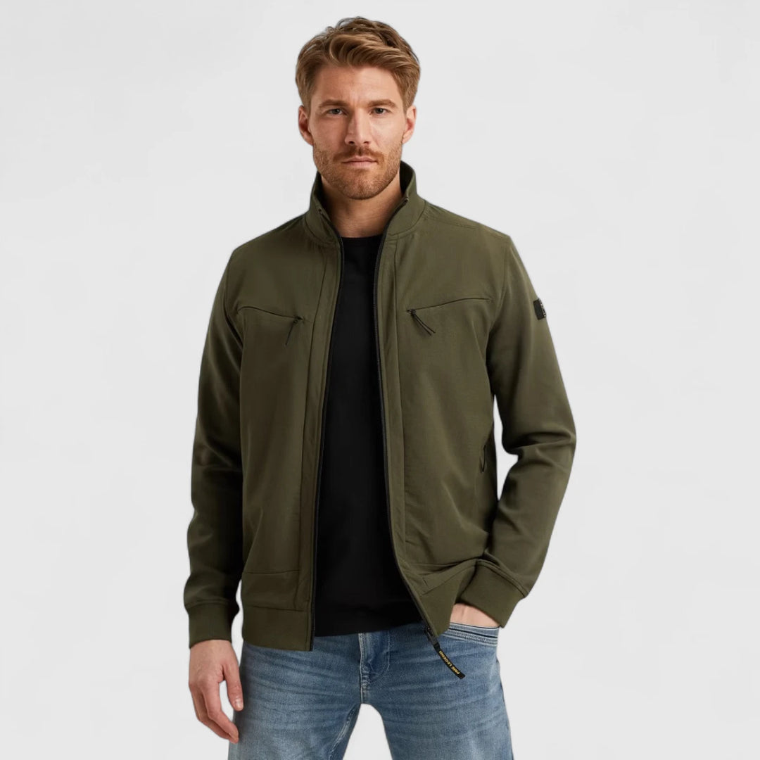 PSW2508438-6416 PME Legend Sweater Zip Jacket Jacquard Interlock Olive Night / Groen