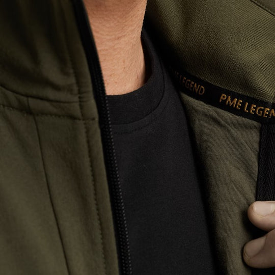 PSW2508438-6416 PME Legend Sweater Zip Jacket Jacquard Interlock Olive Night / Groen