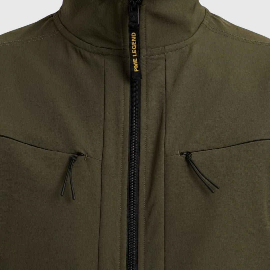 PSW2508438-6416 PME Legend Sweater Zip Jacket Jacquard Interlock Olive Night / Groen