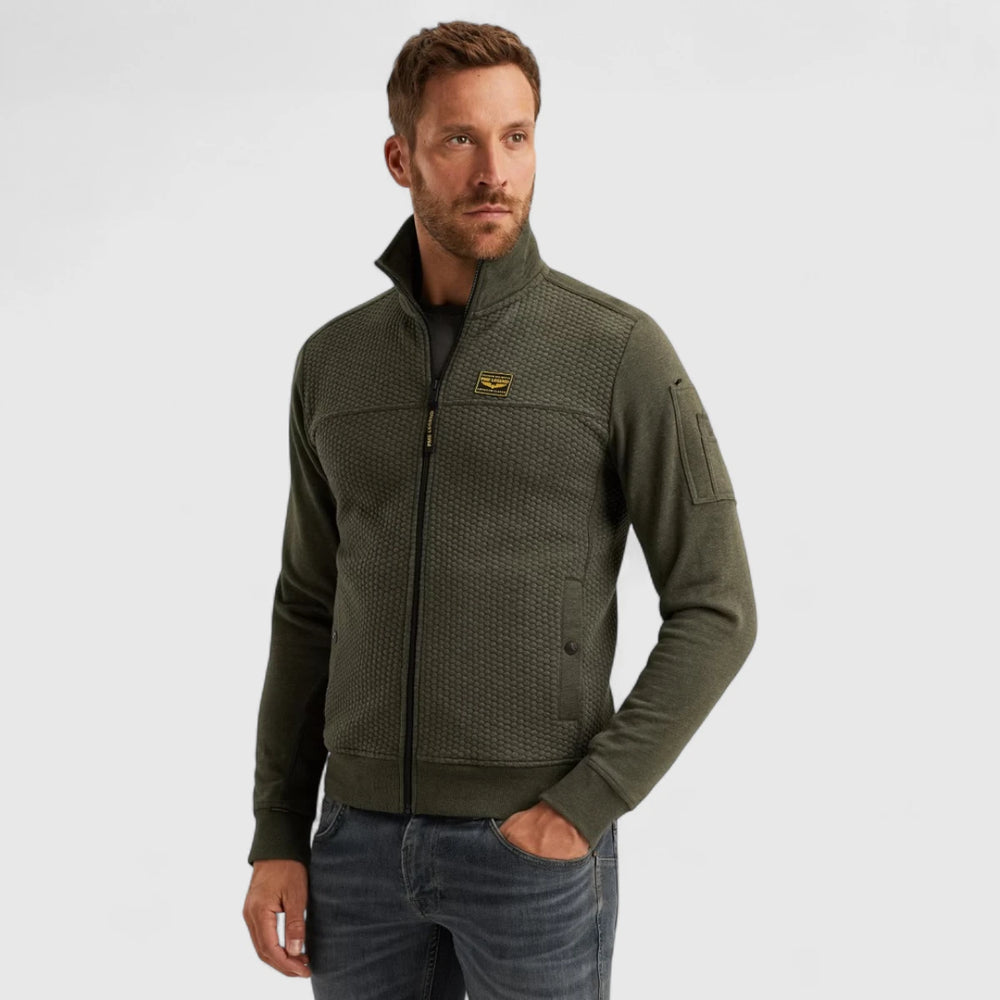 PSW2509436-8039 PME Legend Zip Jacket Jacquard Interlock Sweat Beluga / Groen
