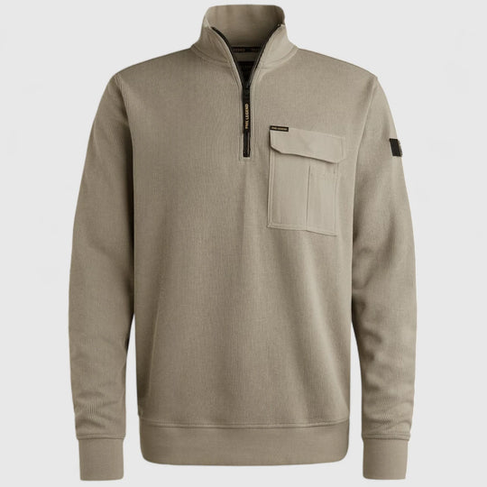 PSW2509457-8011 PME Legend Knitwear Half Zip Collar Knit Look Jersey Seneca Rock