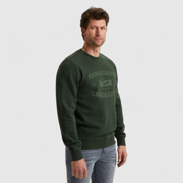 PSW2510473-6027 PME Legend Crewneck Peach Fleece Darkest Spruce / Groen
