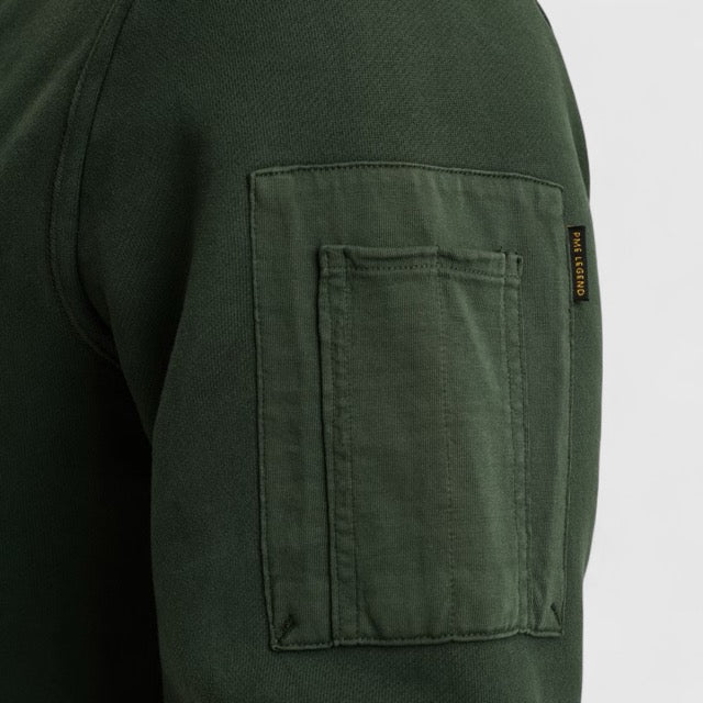 PSW2510473-6027 PME Legend Crewneck Peach Fleece Darkest Spruce / Groen