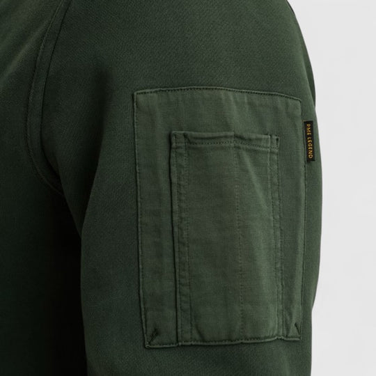 PSW2510473-6027 PME Legend Crewneck Peach Fleece Darkest Spruce / Groen