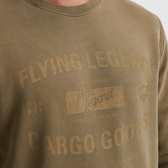 PSW2510473-6389 PME Legend Crewneck Peach Fleece Dusky Green / Groen