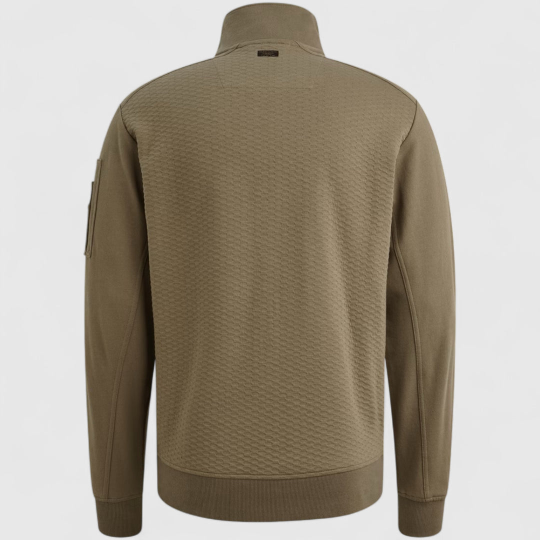 PSW2510474-6389 PME Legend Zip Jacket Jacquard Interlock Sweat Dusky Green / Groen