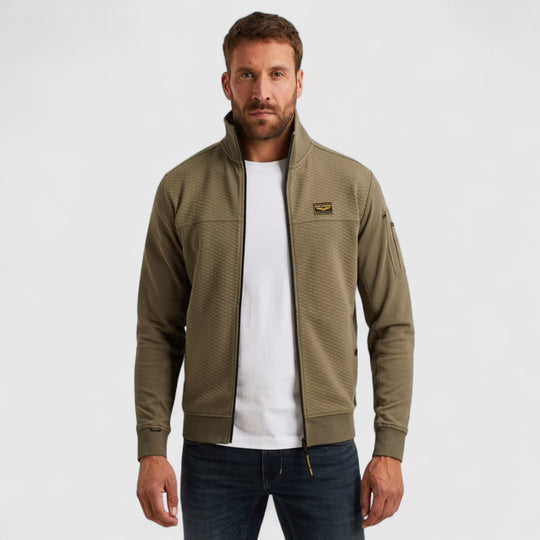 PSW2510474-6389 PME Legend Zip Jacket Jacquard Interlock Sweat Dusky Green / Groen