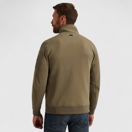 PSW2510474-6389 PME Legend Zip Jacket Jacquard Interlock Sweat Dusky Green / Groen