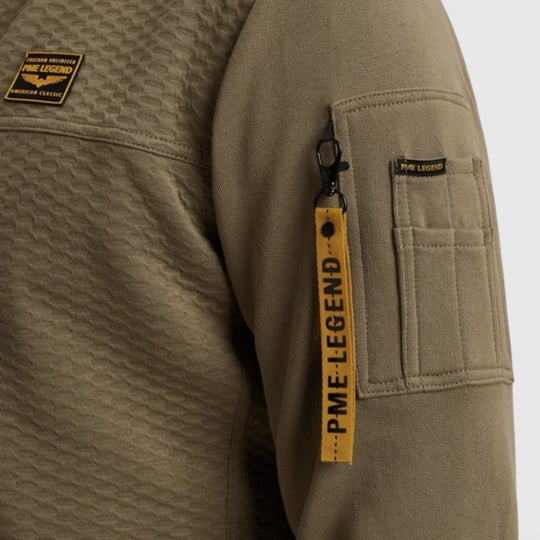 PSW2510474-6389 PME Legend Zip Jacket Jacquard Interlock Sweat Dusky Green / Groen