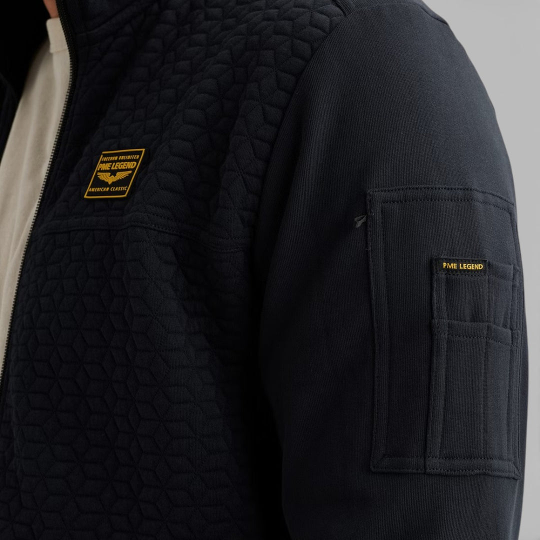 PSW2602475-5281 PME Legend Zip Jacket Jacquard Interlock French Terry Salute / Donkerblauw