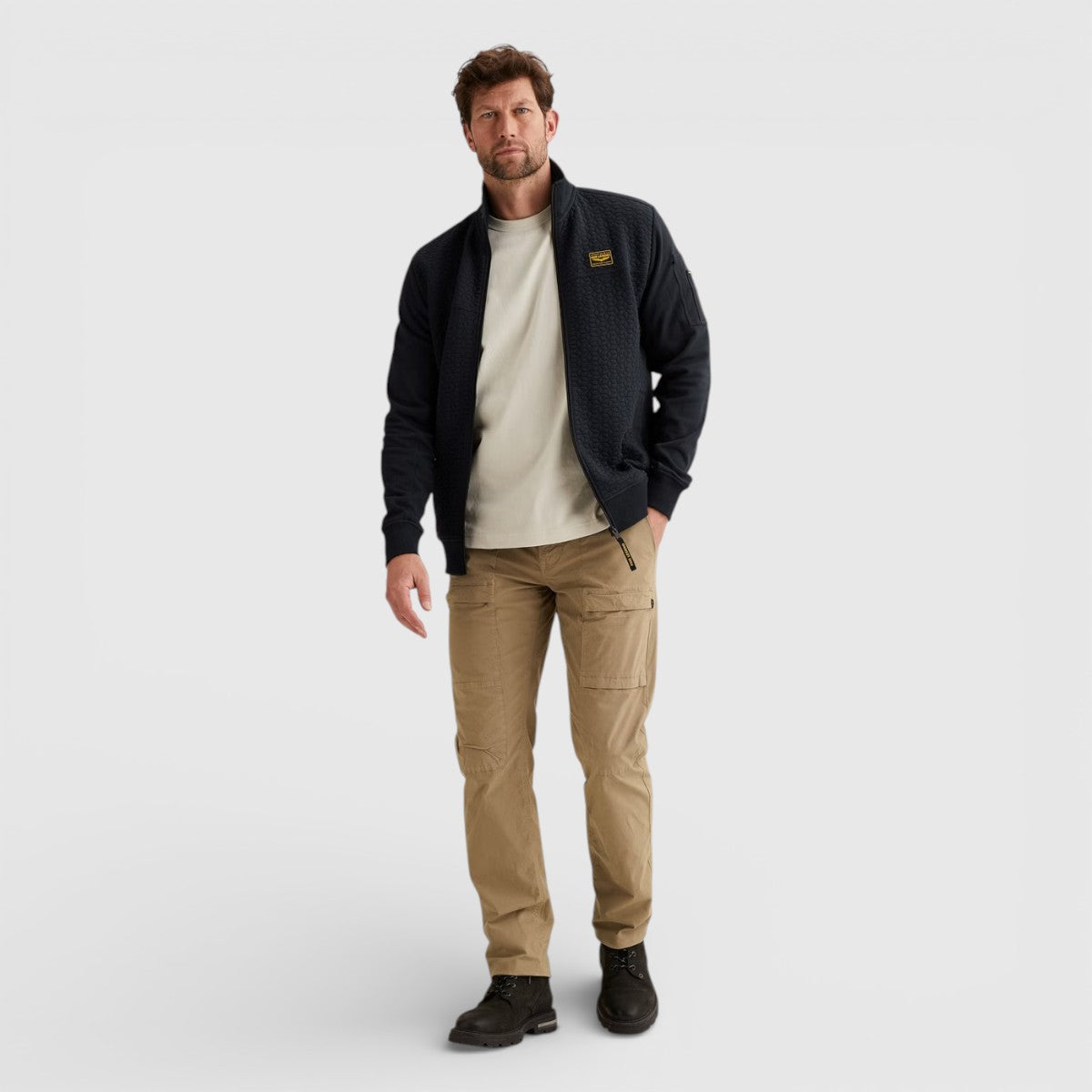 PSW2602475-5281 PME Legend Zip Jacket Jacquard Interlock French Terry Salute / Donkerblauw