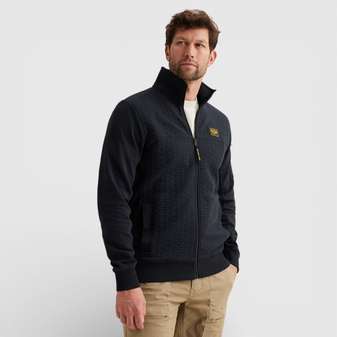 PSW2602475-5281 PME Legend Zip Jacket Jacquard Interlock French Terry Salute / Donkerblauw