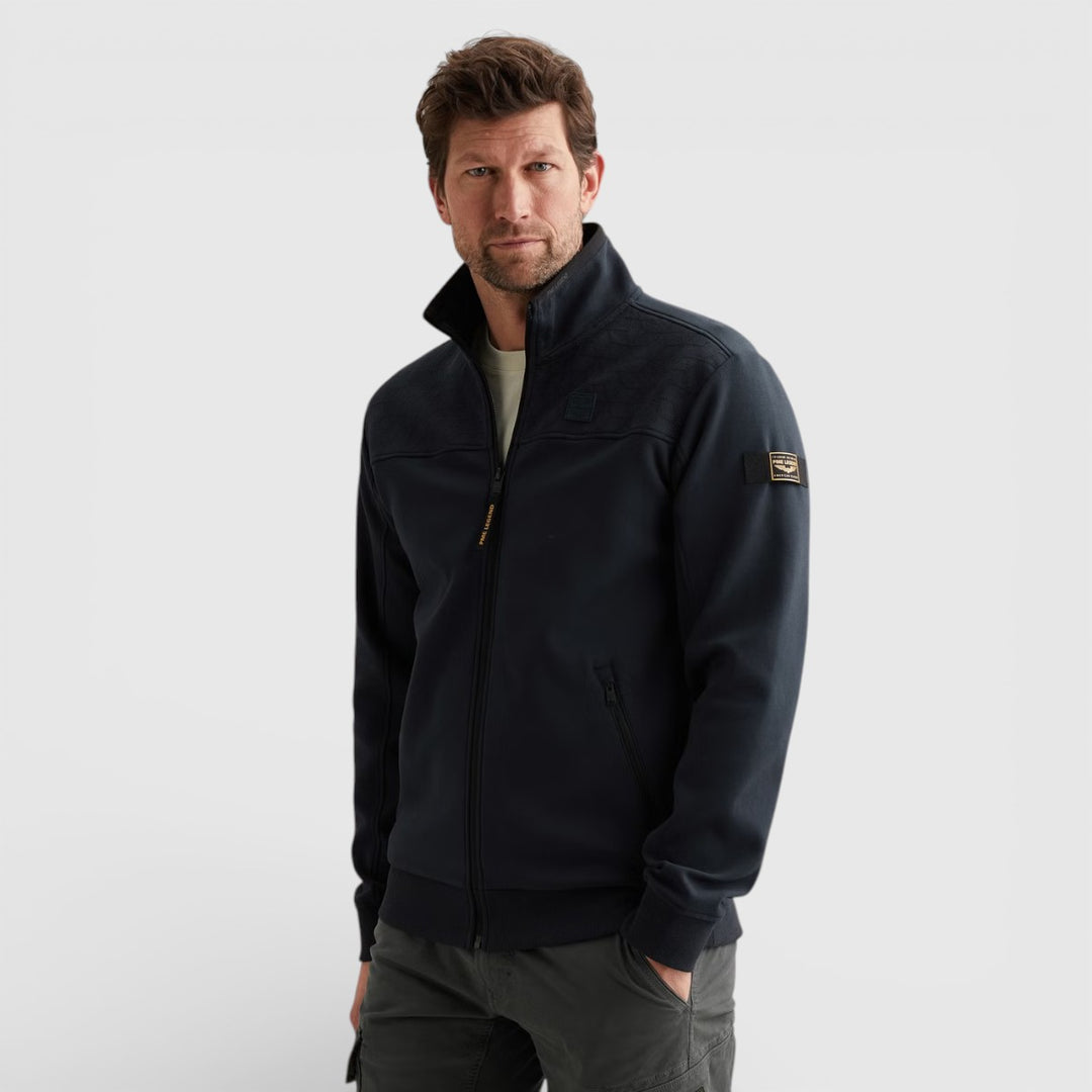 PSW2602476-5281 PME Legend Zip Jacket Jacquard Interlock Sweat Salute / Donkerblauw