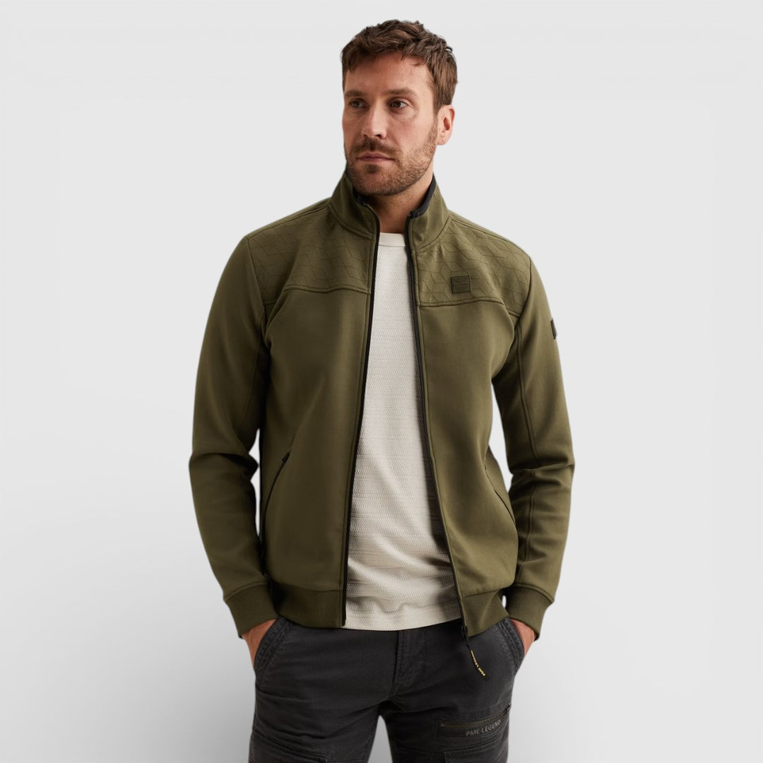 PSW2602476-6415 PME Legend Zip Jacket Jacquard Interlock Sweat Ivy Green / Groen