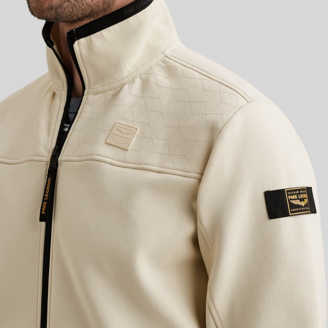 PSW2602476-7013 PME Legend Zip Jacket Jacquard Interlock Sweat Bone White / Wit