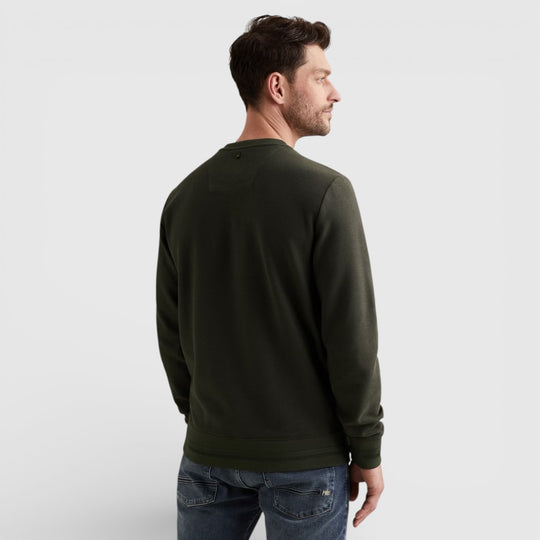 PSW2602485-8039 PME Legend Sweater Crewneck Cotton Blend Beluga / Groen Grijs