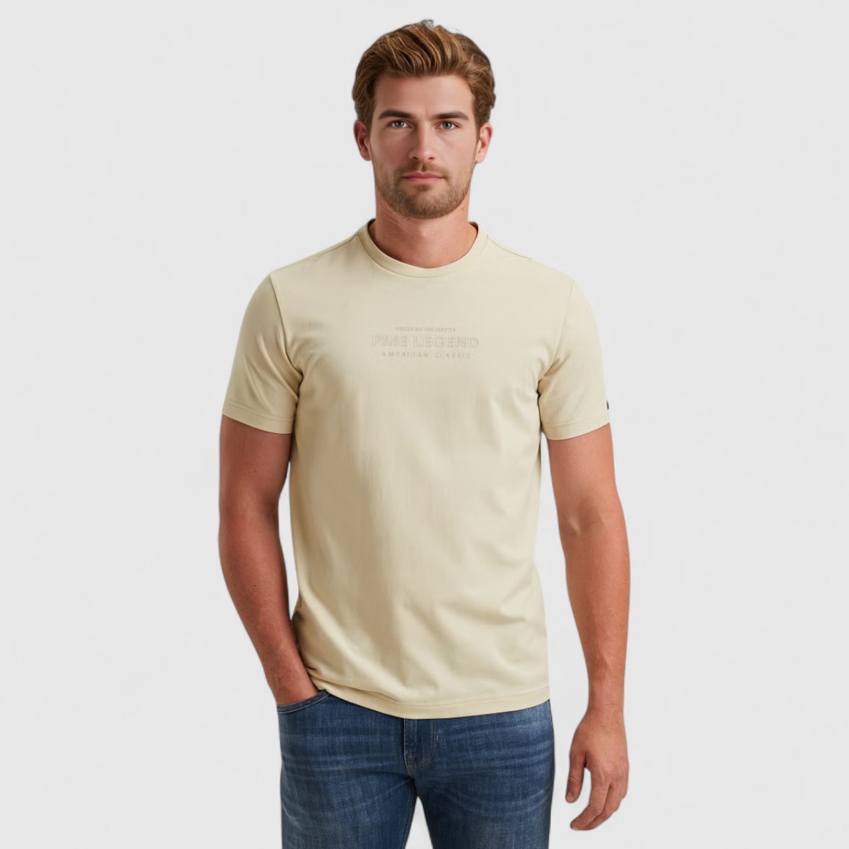 PTSS2510584-7013 PME Legend T-Shirt Cotton Elastane Jersey Bone White / Wit