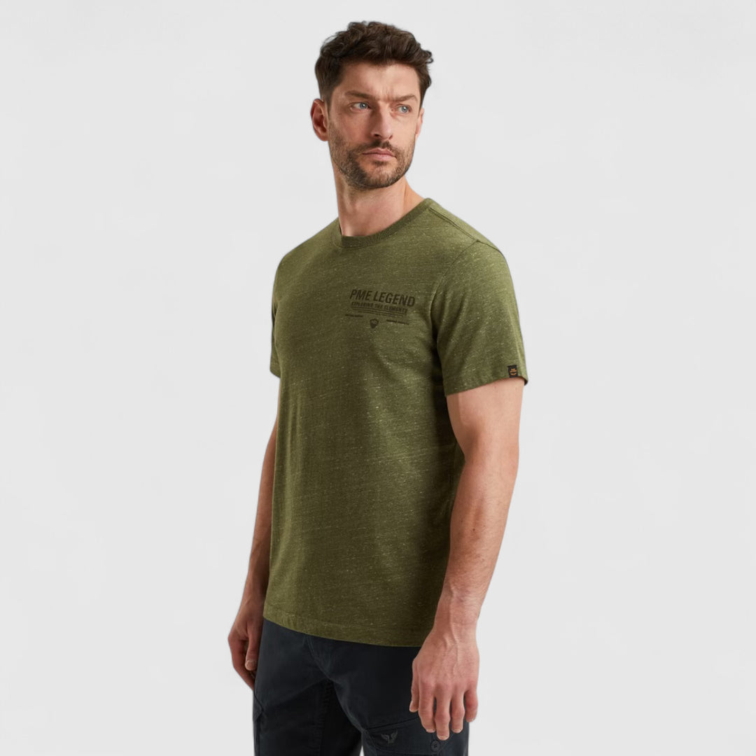 PTSS2511532-6213 PME Legend T-Shirt Round Neck Melange Jersey Four Leaf Clover