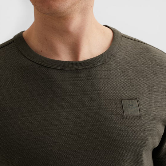 PME Legend T-Shirt Met Jacquard Geweven Streeppatroon