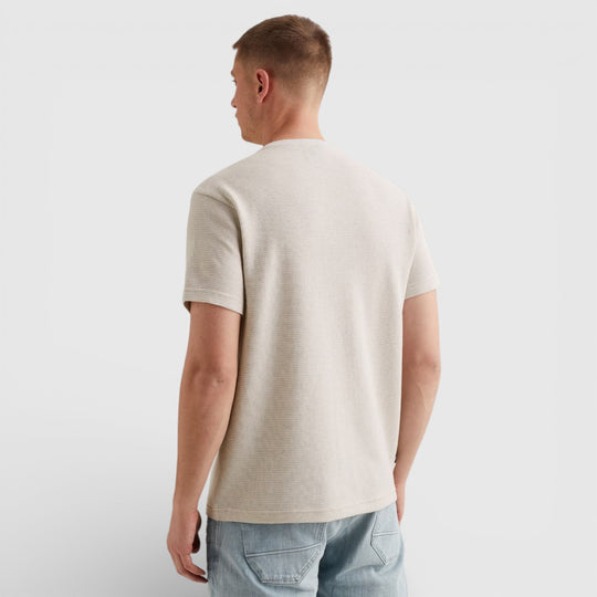 PTSS2603569-7013 PME Legend T-shirt met Two-Tone Structuur Bone White / Beige