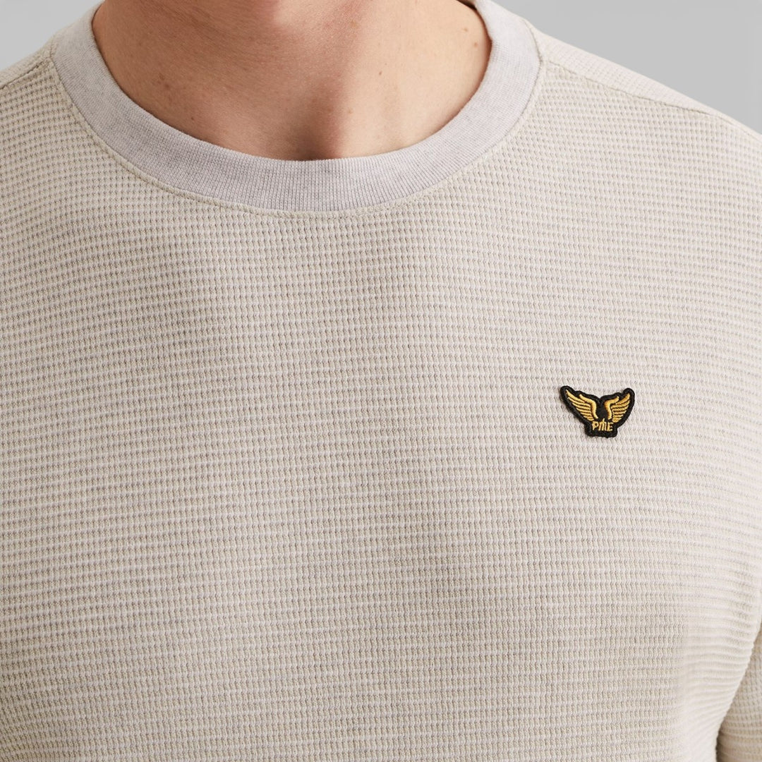 PTSS2603569-7013 PME Legend T-shirt met Two-Tone Structuur Bone White / Beige