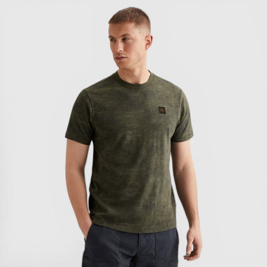 PTSS2603574-6150 PME Legend T-shirt All Over Print Slub Katoen Thyme / Groen
