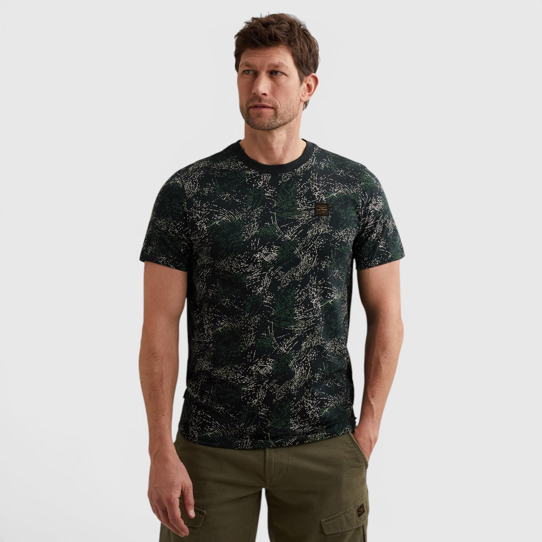 PTSS2604588-5282 PME Legend T-shirt Van Slub Jersey Allover Print Carbon / Blauw