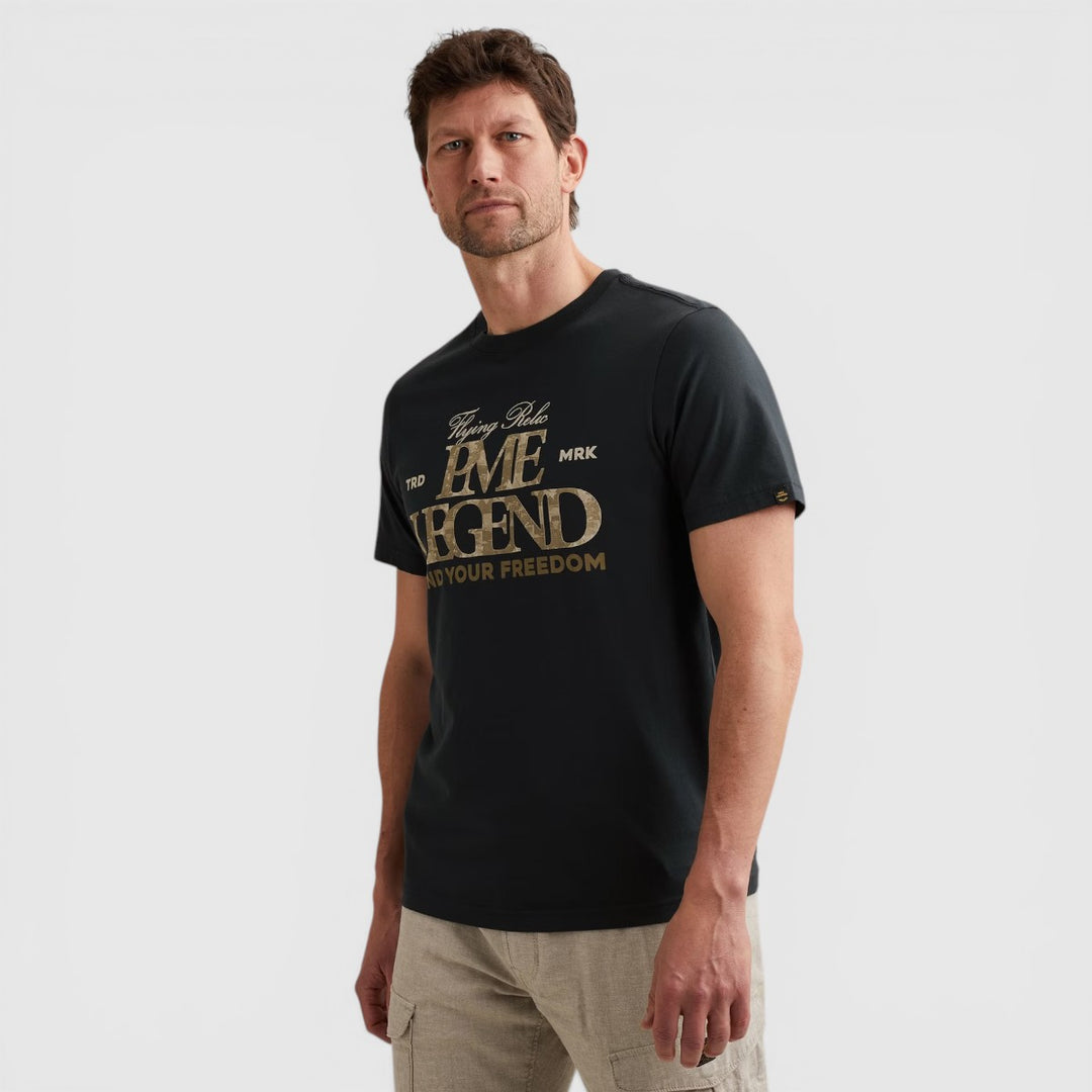 PTSS2604596-5282 PME Legend T-shirt met Grote Artwork Print Carbon / Donkerblauw
