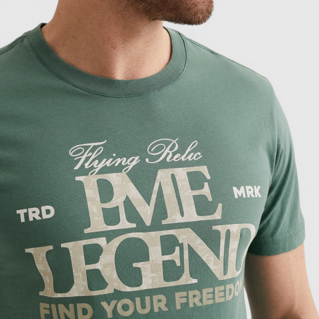 PTSS2604596-6053 PME Legend T-shirt met Grote Artwork Print Deep Sea / Groen