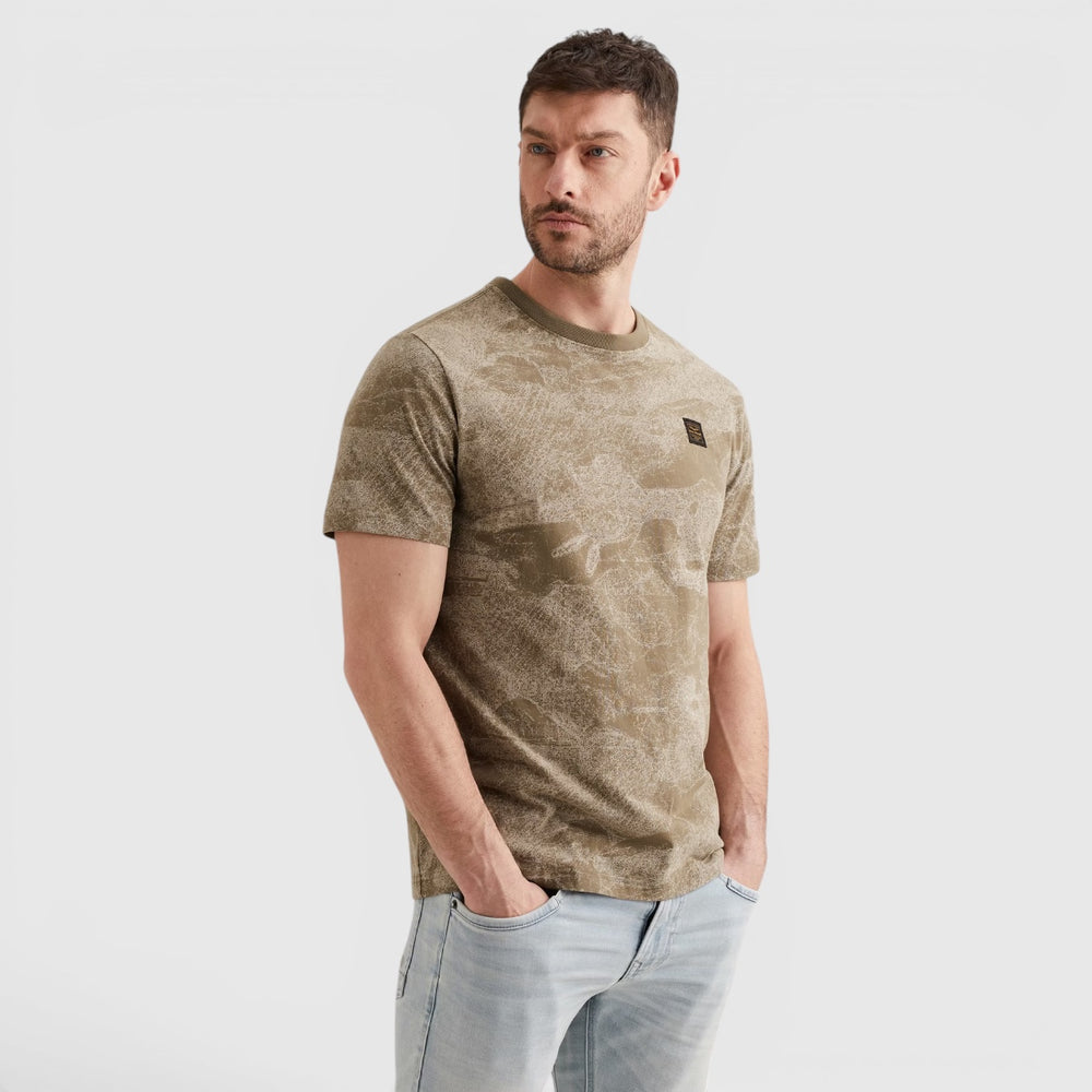 PTSS2605578-6389 PME Legend T-shirt Soepele Jersey Allover Print Dusky Green / Groen