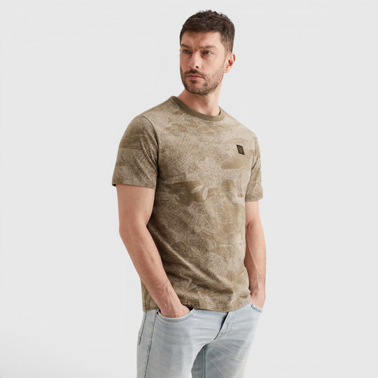 PTSS2605578-6389 PME Legend T-shirt Soepele Jersey Allover Print Dusky Green / Groen