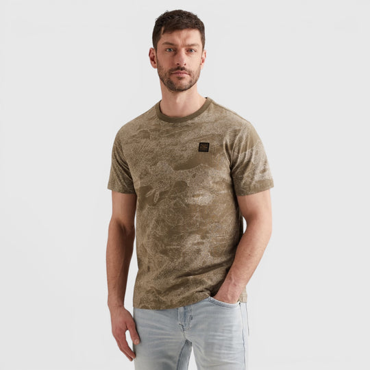 PTSS2605578-6389 PME Legend T-shirt Soepele Jersey Allover Print Dusky Green / Groen