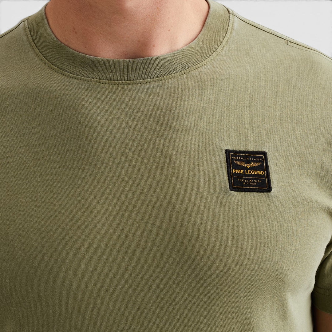 PTSS2606562-6394 PME Legend T-Shirt In Een Katoenblend Met Garment-Dye Wassing Mosstone / Groen