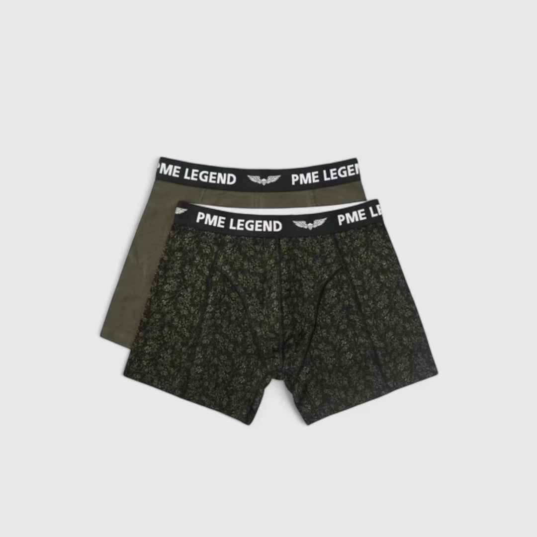 PUW2508950-6416 PME Legend Boxershorts Color Cotton Elastan 2-Pack Olive Night