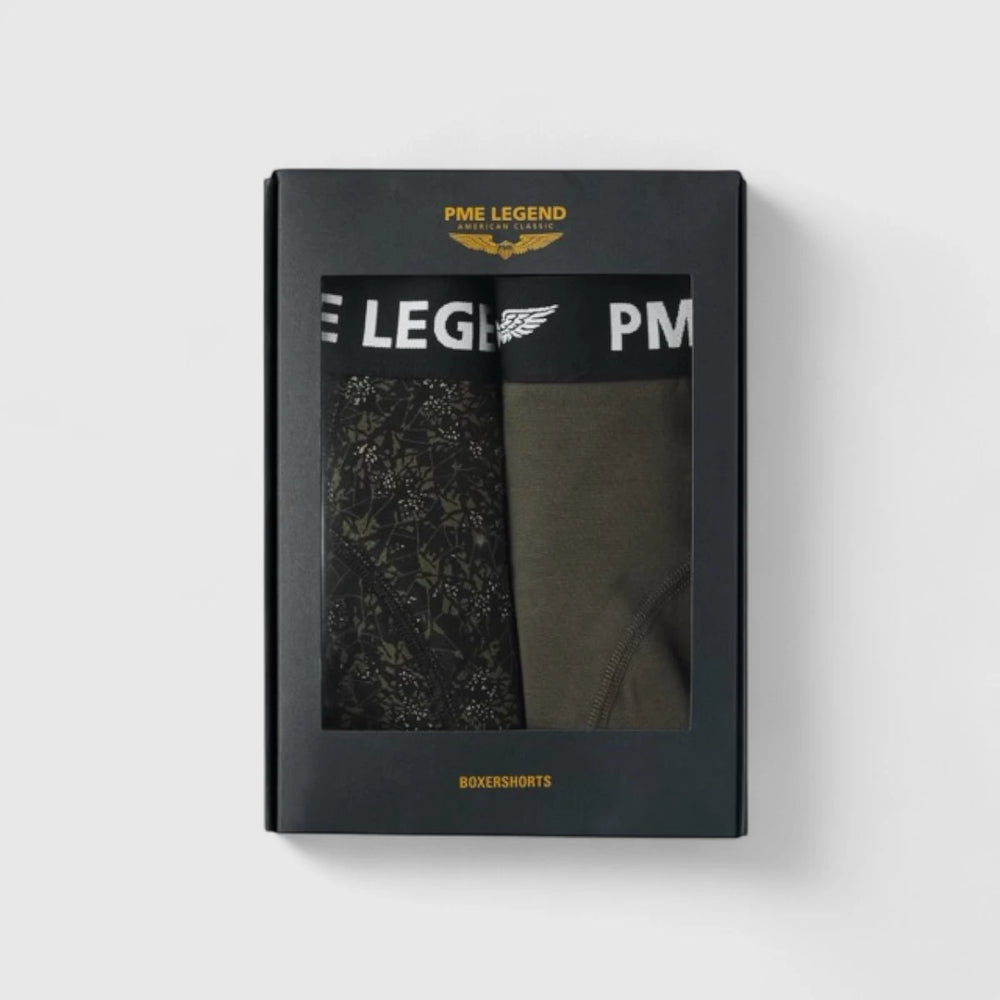 PUW2508950-6416 PME Legend Boxershorts Color Cotton Elastan 2-Pack Olive Night
