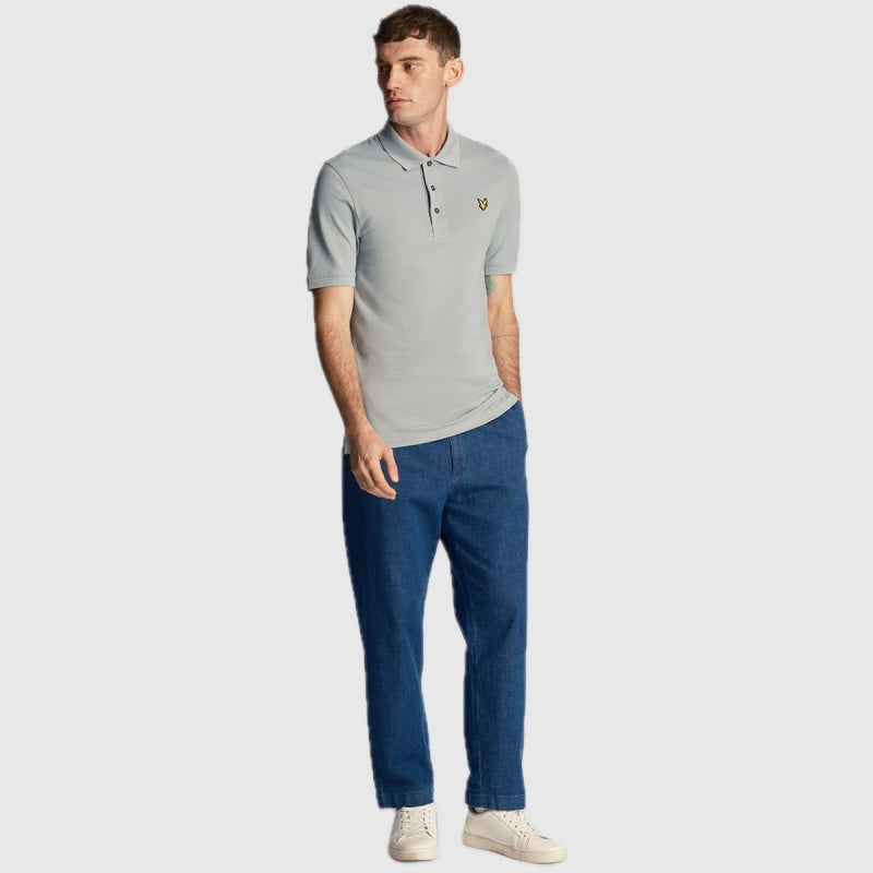 sp400vog a19 plain polo shirt short sleeve lyle & scott polo slate blue crop2